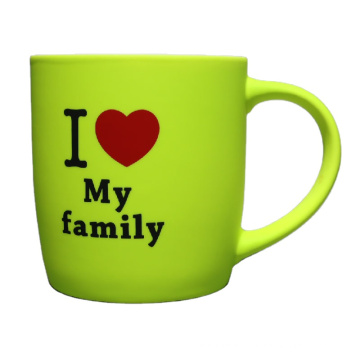 Best Selling Products Silicone Coating Ceramic Soft Touch Mug Wholesale Cheap Color Fluorescent Mug Ceramic Mug I Love My Family